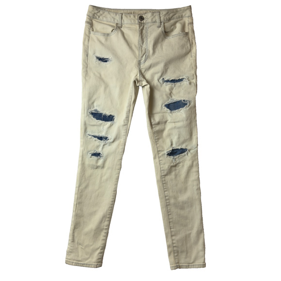 American Eagle Outfitters Denim - American Eagle Jeans Womens 14 White Hi-Rise Jegging Distressed Denim Stretch